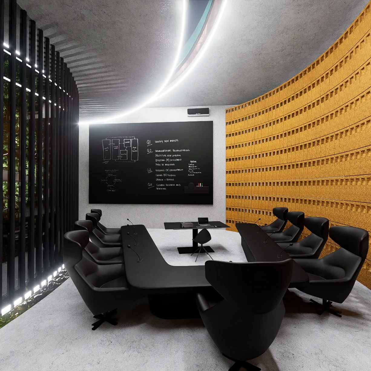 Photorealistic executive office rendering of THE CURVE Corporate Headquarters in Envigado, Antioquia, Colombia by KAMON & CO.