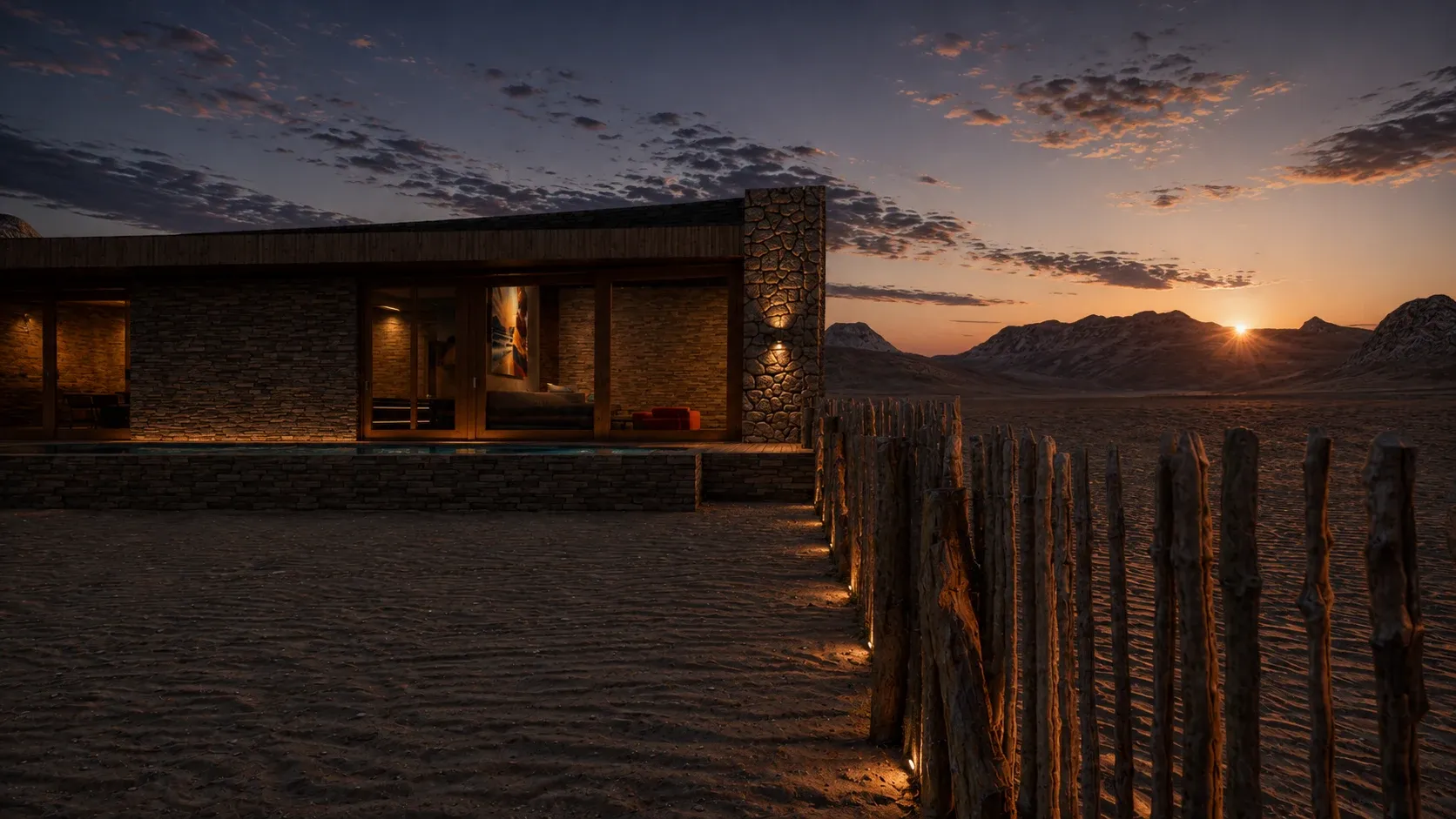 Esquina de fachada de JEPIRRAH, residencia privada en Cabo de la Vela