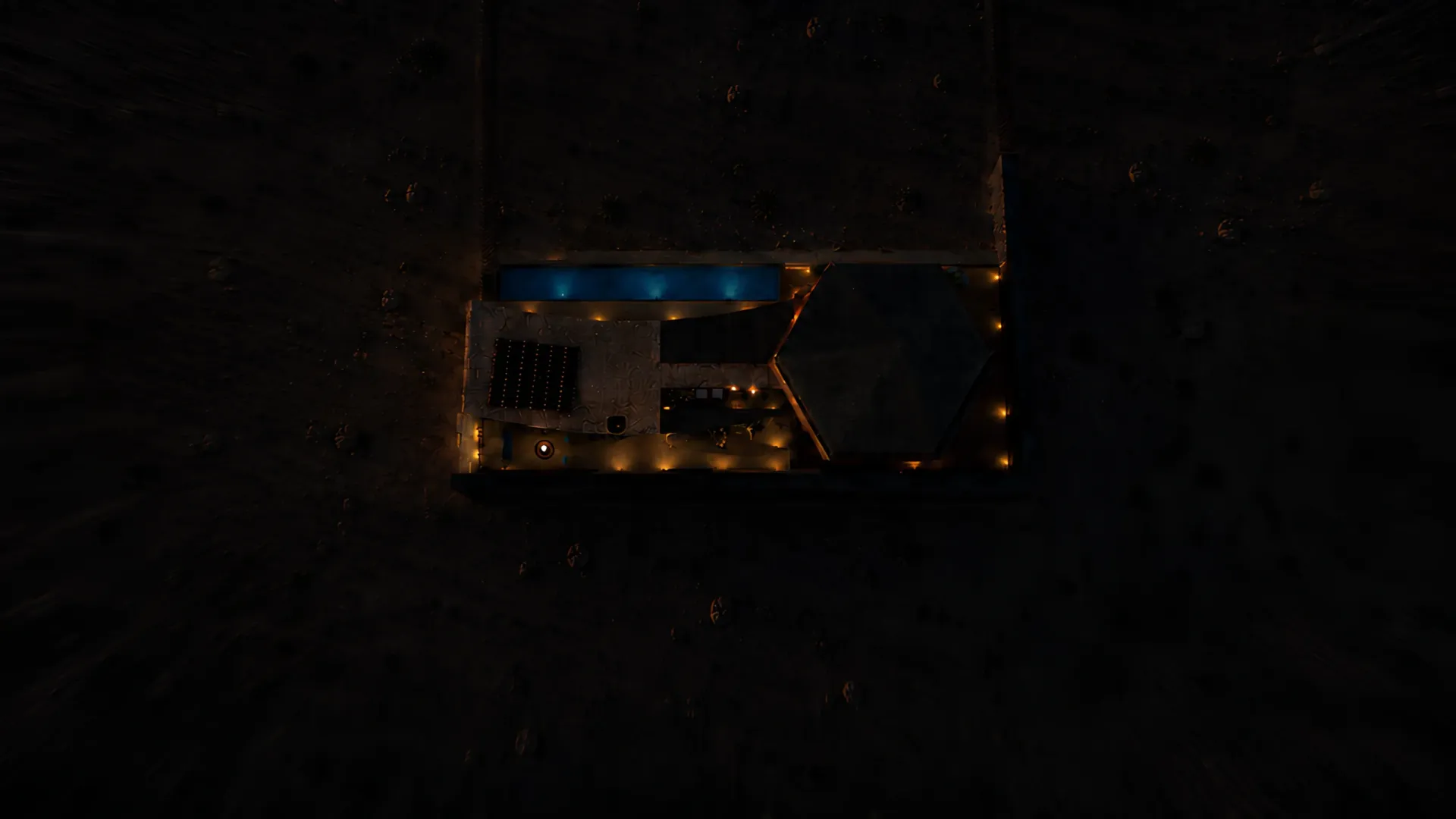 Vista aérea nocturna de JEPIRRAH, residencia privada en Cabo de la Vela