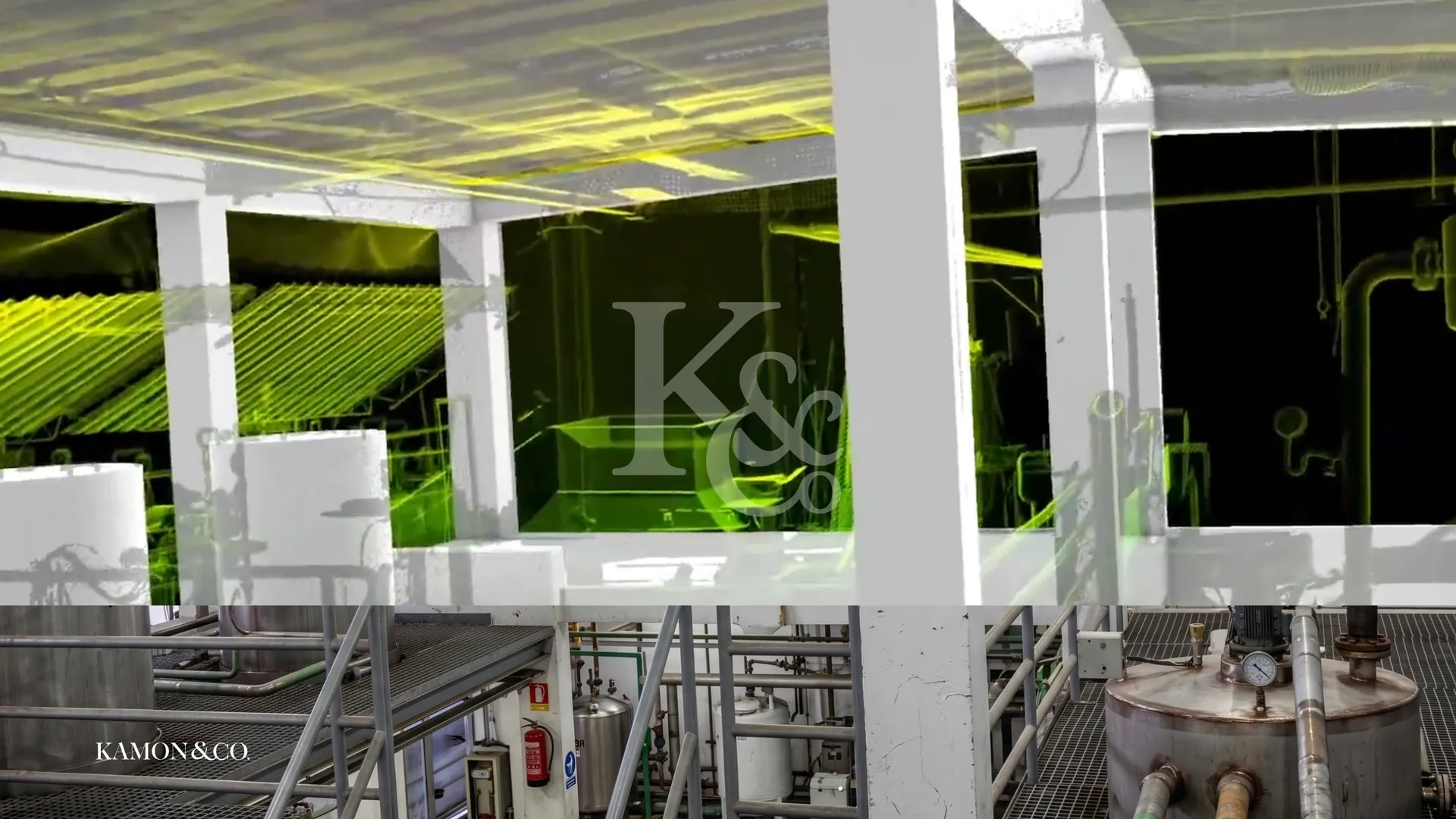 Modelo BIM As-Built del segundo nivel de una planta petroquímica desarrollado por KAMON & CO. a partir de escaneo láser 3D (Scan to BIM).